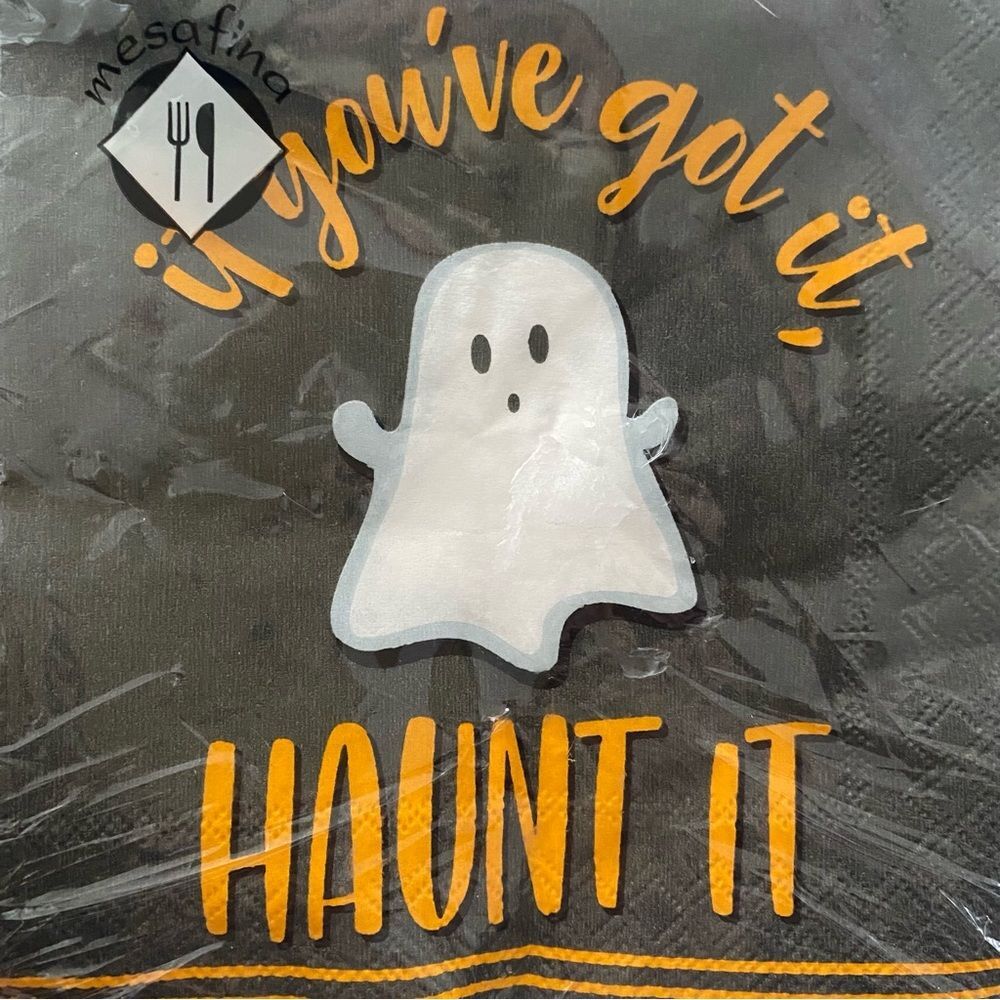 If You’ve Got It Haunt It 3-ply German Ghost Halloween Cocktail Napkins 40 NIP